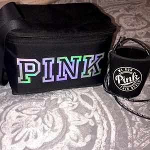 Pink lunch tote and cup/drink holder